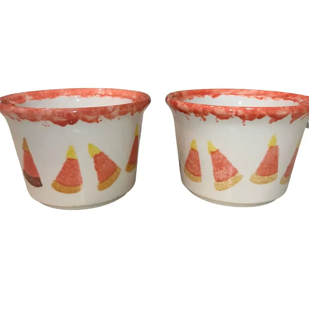 Candy Corn fall home decor set of pottery bowls made in USA autumn